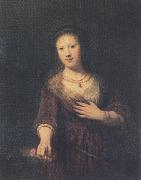 REMBRANDT Harmenszoon van Rijn Portrait of Saskia as Flora (mk33) oil on canvas